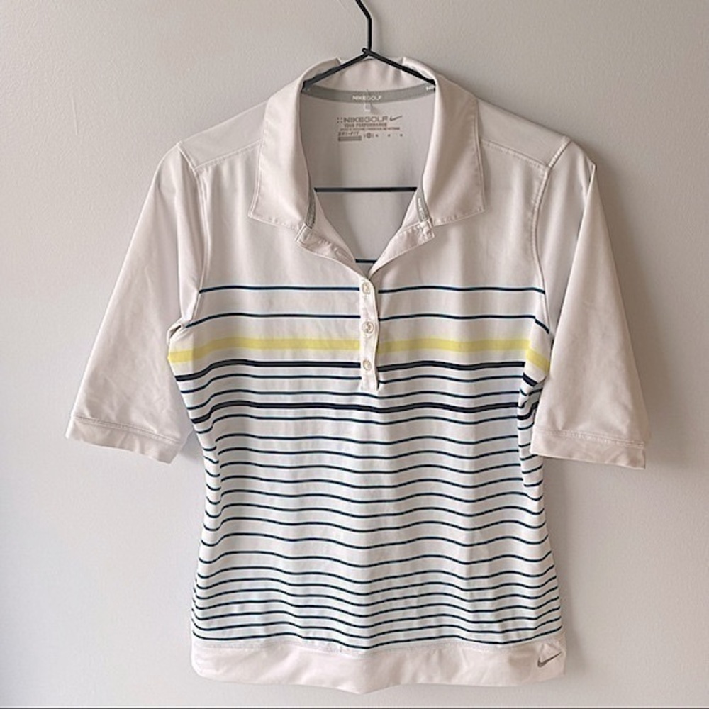 Nike Golf Tour Dri Fit Performance White Striped Women's Polo